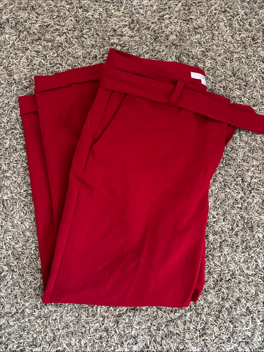 Women’s Loft Red Dress Pants with Belt